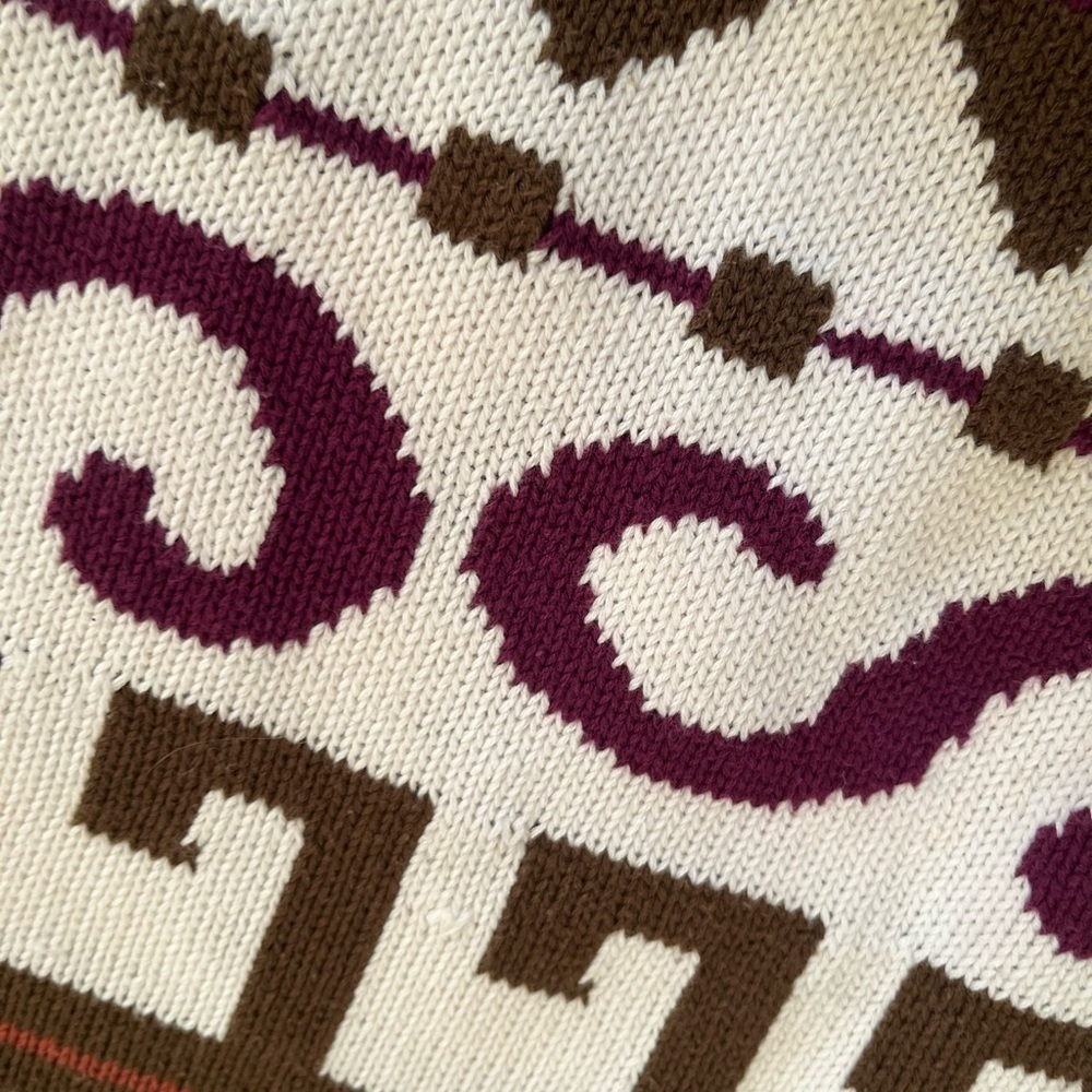 Vintage River Island 100% Cotton Nordic Geometric Patterned Knit Chunky Sweater - Picture 6 of 8